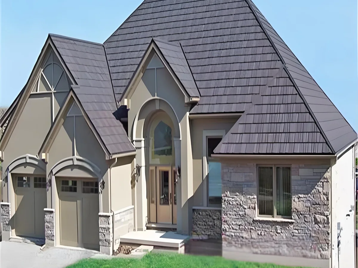 Stone coated metal roofing shown on a building roof